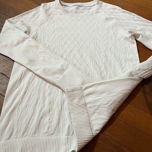 lululemon athletica White Faux Cable Knit Athletic Top